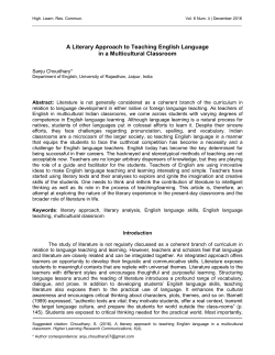 A Literary Approach to Teaching English Language in a Multicultural
