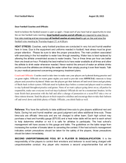 First Football Memo August 20, 2015 Dear Football Coaches and