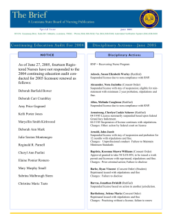 The Brief - Louisiana State Board of Nursing