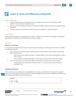 Lesson 9: Sums and Differences of Decimals