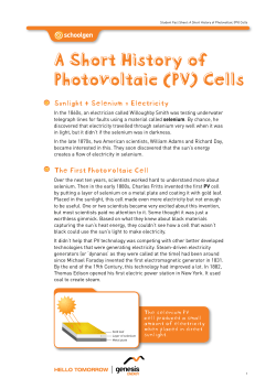 A Short History of Photovoltaic (PV) Cells