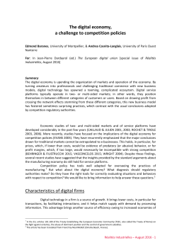 The digital economy, a challenge to competition policies