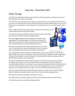 Step Two &ndash; December 2015 Water Storage