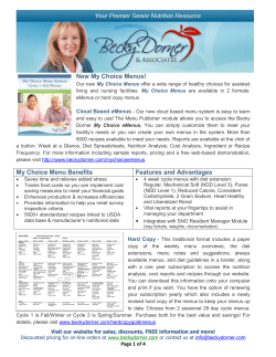 New My Choice Menus! My Choice Menu Benefits Features and