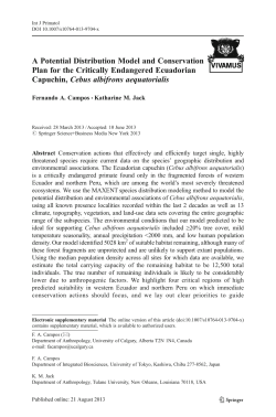 A Potential Distribution Model and Conservation Plan for the