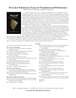 Beowulf at Kalamazoo: Essays on Translation and Performance
