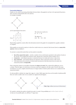 Connectivity Matrices Graphs are very useful for picturing