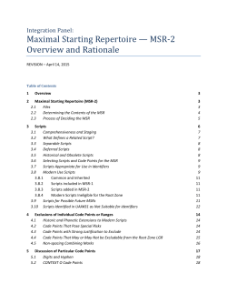 Maximal Starting Repertoire &mdash; MSR-2 Overview and Rationale