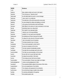 Grade 8 Updated: March 30, 2012 1 WORD Sentence 1372 abalone