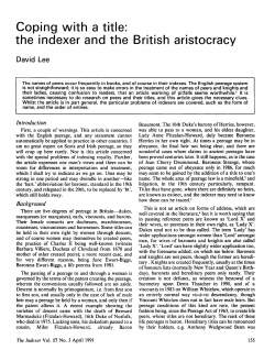 Coping with a title: the indexer and the British aristocracy
