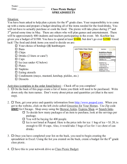 Class Picnic Budget SPREADSHEETS Situation: You