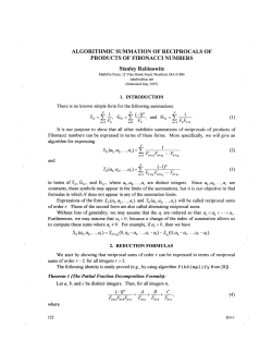 ALGORITHMIC SUMMATION OF RECIPROCALS OF PRODUCTS