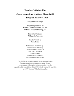 Great American Authors Teacher`s Guide Program