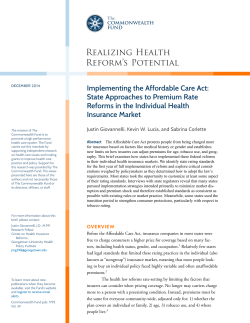 Implementing the Affordable Care Act: State Approaches to Premium