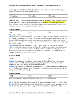 Question Set #12 - 59-240 Introductory Physical Chemistry
