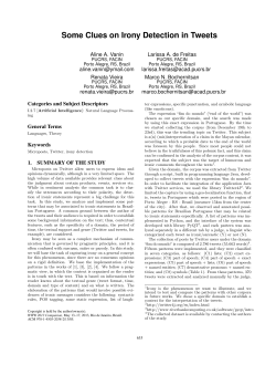 Some Clues on Irony Detection in Tweets