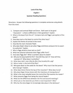 lord of the Flies English I Summer Reading Questions Directions