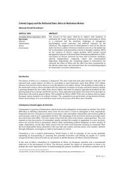 Colonial Legacy and the Refracted State: Africa in Motionless Motion