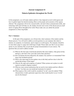 Journal Assignment #2 Malaria Epidemics throughout the World