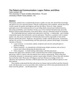 The Patient and Communication: Logos, Pathos, and Ethos