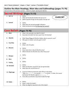 Sacred Writings (Pages 71-73) Core Beliefs (Pages 73-76)