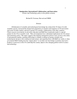 1 Immigration, International Collaboration, and Innovation: Science