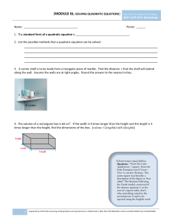 Quadratic Equations