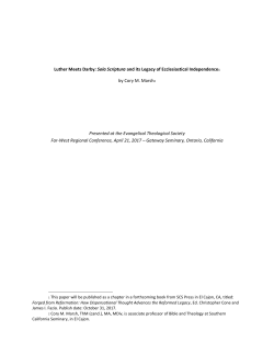 Luther Meets Darby: Sola Scriptura and its Legacy of Ecclesiastical