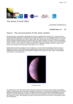 ...Extended InfoSheet DI Printable Page: html PDF The planet Venus