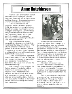 Anne Hutchinson - Wyoming City Schools