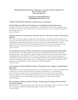 SFEMS Medieval Renaissance Workshop at St. Albert`s Priory