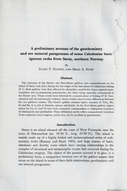 A preliminary account of the geochemistry and ore mineral