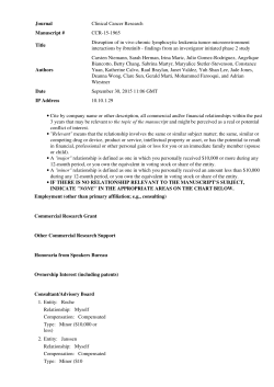 Conflict of Interest Form - Clinical Cancer Research