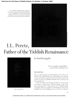 IL Peretz, Father of the Yiddish Renaissance