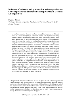 Influence of animacy and grammatical role on