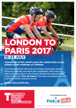LONDON TO PARIS 2017 - teenagecancertrust.org