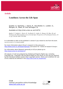 Article Loneliness Across the Life Span - CLoK