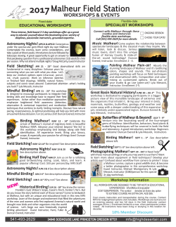 2017 Workshops - Malheur Field Station