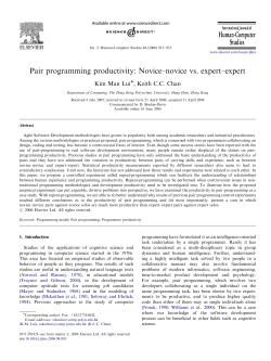 Pair programming productivity - University of Texas Computer
