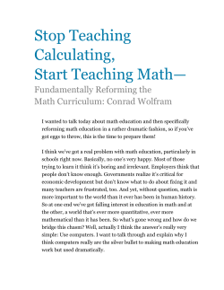 Stop Teaching Calculating, Start Teaching Math&mdash;
