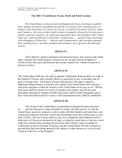 The 1882 US and Korea Treaty: Draft and Final Versions
