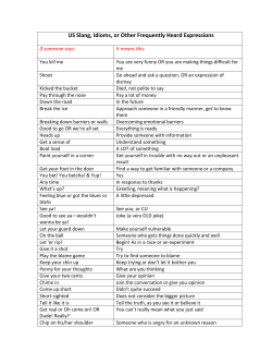 US Slang, Idioms, or Other Frequently Heard Expressions