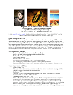 English 257: Science Fiction and Fantasy
