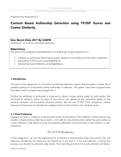 Content Based Authorship Detection using TF/IDF Scores and