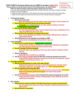 STUDY GUIDE for European History test over SS6H7 to