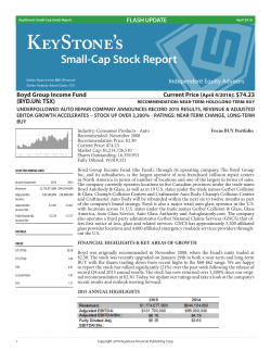 BYD.UN: TSX - KeyStone Financial Publishing Corp.