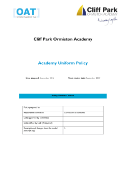 Cliff Park Ormiston Academy Academy Uniform Policy