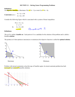 SECTION 2.1 &ndash; Solving Linear Programming Problems Definitions