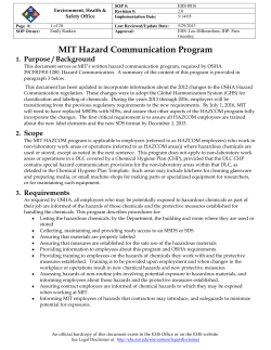 MIT Hazard Communication Program