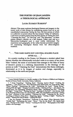 THE POETRY OF JEAN JANZEN - FPUScholarWorks